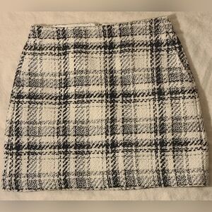 Loft cream and black tweed pocket skirt